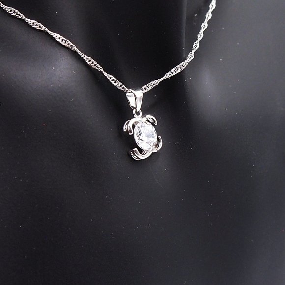 ⭐Bundle Sale⭐ 4Pc. Diamond Earrings and Necklace Set Solid 925 Sterling Silver - Picture 6 of 9